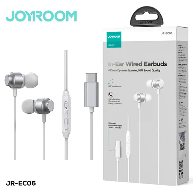 JOYROOM-EC06 TYPE-C Series In-Ear Metal Wired Earbuds Black