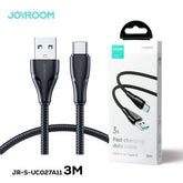 JOYROOM S-UC027A11 SURPASS SERIES 3A USB-A TO TYPE-C FAST CHARGING DATA CABLE 3M-BLACK