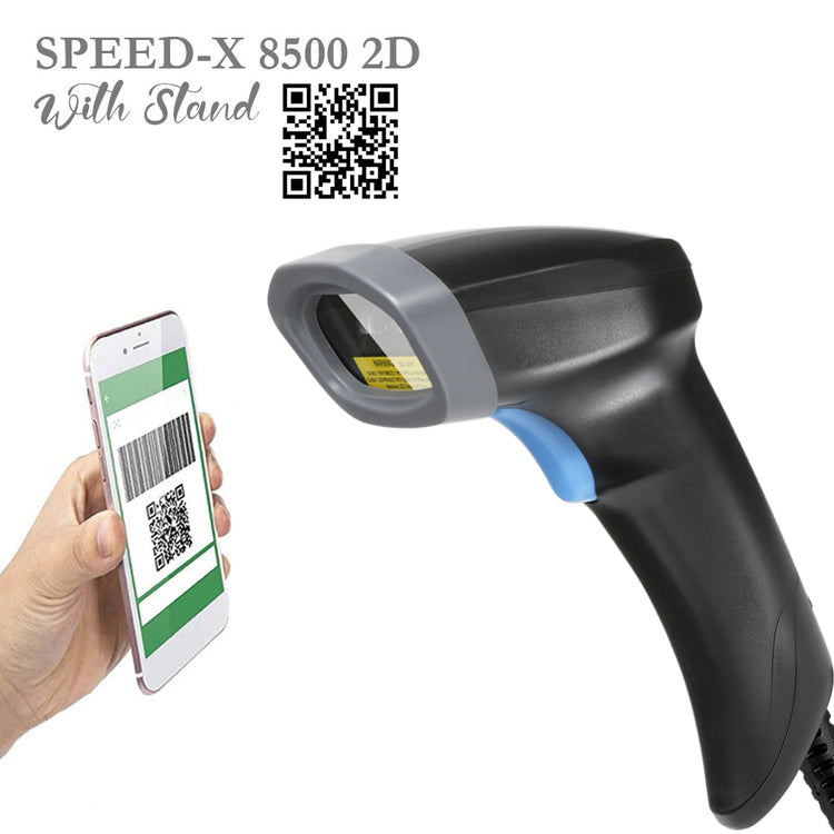 Speed-x 8500 2d Wire Cmos Handheld Barcode Scanner With Stand