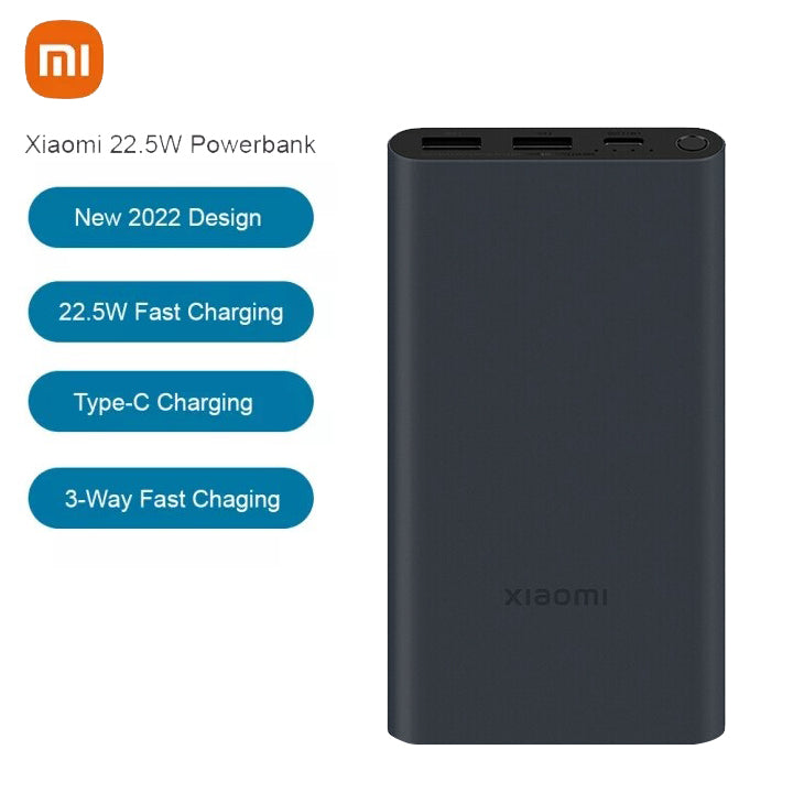 Xiaomi Mi 10000mah 22.5w Power Bank Usb-C Two-Way Fast Charge Powerbank Portable Charger (Black)