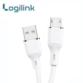 LOGILINK USB TO MICRO SILICONE FAST CHARGING DATA CABLE 1M (1 YEAR WARRANTY) WHITE