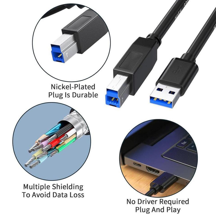 USB Printer Cable 1.8M Black 3.0 Made in Taiwan