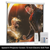 Projector Screen 72 inch Electric Motorised 6x6 Feet 1:1MW Speed-X