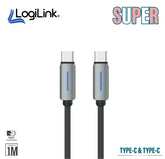 LOGILINK TYPE C TO TYPE C NYLON FAST CHARGING DATA CABLE WITH LIGHT 1M (1 YEAR WARRANTY) GREY