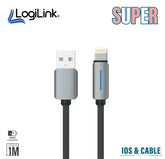 LOGILINK USB TO LIGHTNING NYLON FAST CHARGING DATA CABLE WITH LIGHT 1M (1 YEAR WARRANTY) GREY
