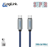 LOGILINK TYPE C TO TYPE C NYLON FAST CHARGING DATA CABLE WITH LIGHT 1M (1 YEAR WARRANTY) BLUE