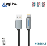 LOGILINK USB TO LIGHTNING NYLON FAST CHARGING DATA CABLE 1M 1 YEAR WARRANTY BLACK