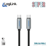LOGILINK TYPE C TO TYPE C NYLON FAST CHARGING DATA CABLE WITH LIGH1M (1 YEAR WARRANTY) BLACK