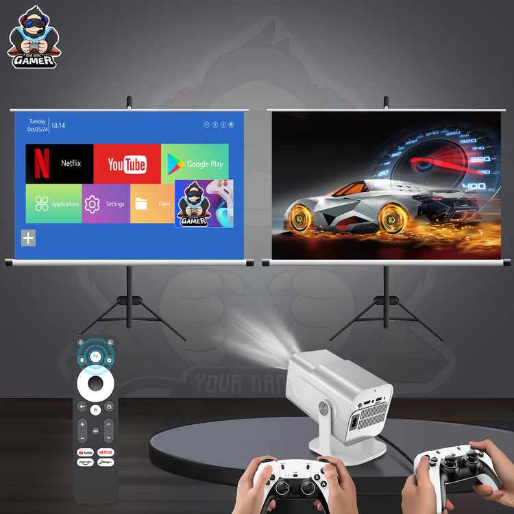 HCS350 MAX LATEST ALLWINNER H713 4K ANDROID 11 HIGH LUMEN 1GB+8GB WIRELESS SMART PROJECTOR WITH WIRELESS GAMEPAD