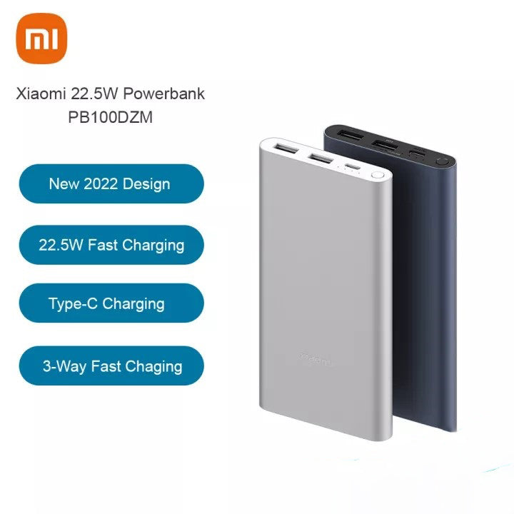 Xiaomi Mi 10000mAh 22.5W Power Bank USB-C Two-Way Fast Charge Powerbank Portable Charger (Silver)