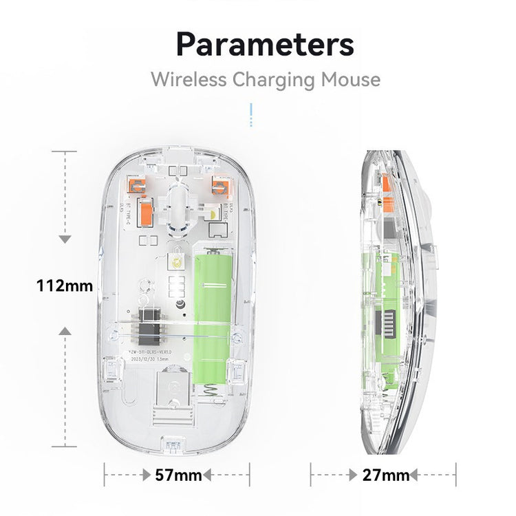 NEW TRANSPARENT WIRELESS+BLUETOOTH DUAL-MODE RECHARGEABLE MOUSE