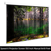 Projector Screen 150 inch Manual 8x10 Feet 4:3MW Speed-X