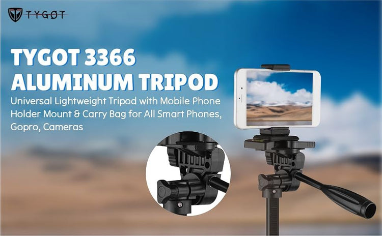 3366 ALUMINIUM TRIPOD STAND (55-INCH) WITH MOBILE PHONE HOLDER
