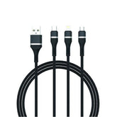 LOGILINK 3IN1 USB TO MICRO/TYPE C/IPHONE NYLON DATA CABLE 6A FAST CHARGING 1M 1 YEAR WARRANTY BLACK