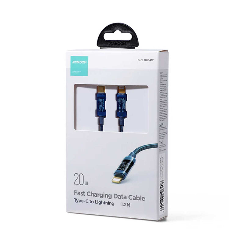 JOYROOM S-Cl020a12 Type-C To Lightning 20w Data Cable 1.2m Transparent Nylon BLUE
