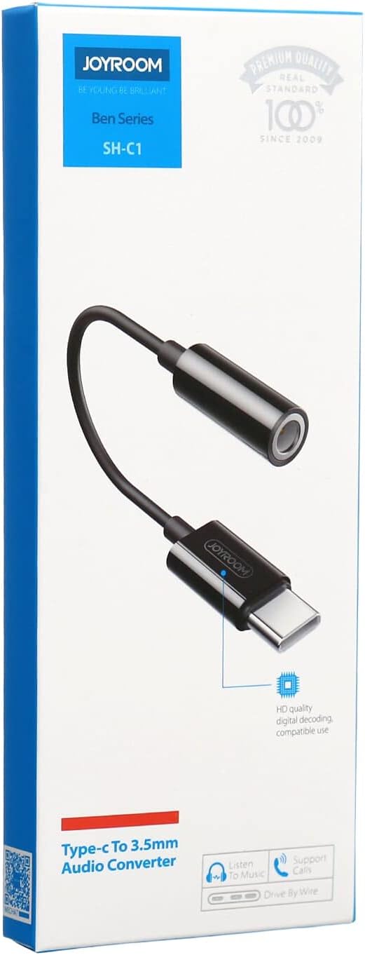 JOYROOM SH-C1 TYPE-C TO 3.5MM AUDIO CONVERSION CABLE DIGITAL BLACK
