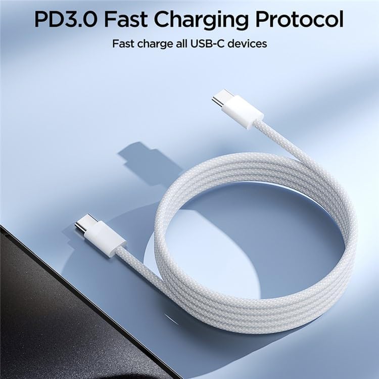 S-A45 BEN SERIES BRAIDED 60W FAST CHARGING DATA CABLE (TYPE-C TO TYPE-C) 1M-WHITE
