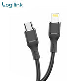 LOGILINK TYPE C TO LIGHTNING SILICONE FAST CHARGING DATA CABLE 1M (1 YEAR WARRANTY) BLACK