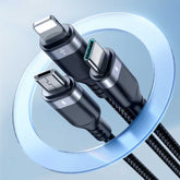 JOYROOM S-1T3018A18 Multi-Use 3.5A USB-A to Lightning+Type-C+Micro 3-in-1 Data Cable1 2m-Black
