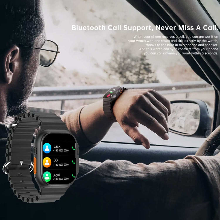 2.2 INCH X8 ULTRA MAX WITH COMPASS SMART WATCH SERIES 8 NFC ALWAYS-ON DISPLAY & WIRELESS CHARGING WITH WEARFIT PRO APP BLACK