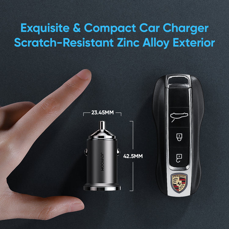 JOYROOM C-A35 45W Mini Dual-port PD+QC 3.0 Ring-pull Fast Car Charger