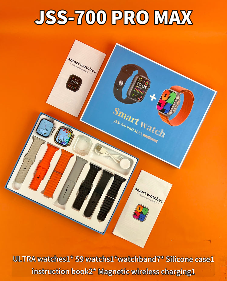 JSS-200 ULTRA2 5 STRAPS + 1 SILICONE CASE2.0 INCH BT CALL SMART WATCH WITH MAGNETIC CHARGER HRYFINE APP GOLD