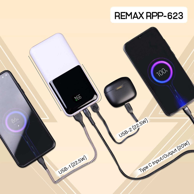 REMAX RPP-623 Power Bank 20000mAh 20W+22.5W PD+QC White