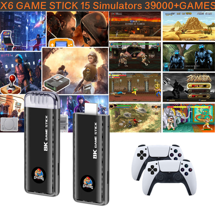 X6 64GB CLASSIC 8K HD TV 40000+ GAMES WITH CONSOLE WIRELESS 2.4G GAMES STICK