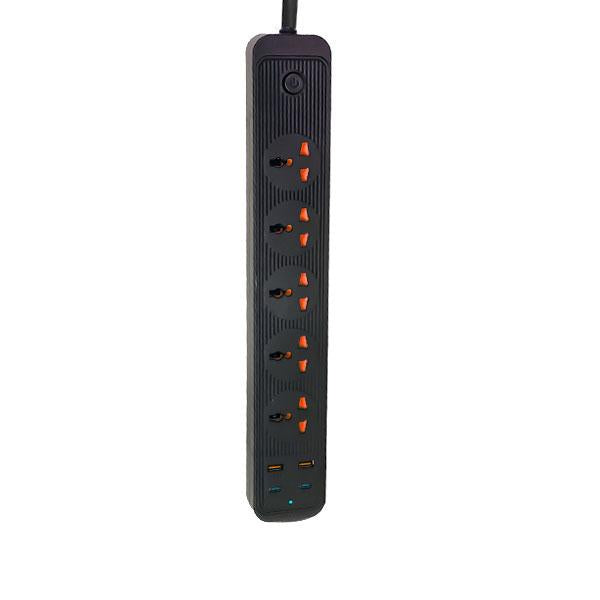 504pu Speed-X Premium Portable Power Strip 5socket+2usb Port+2 TYPE C USB CABEL LENGTH 2M