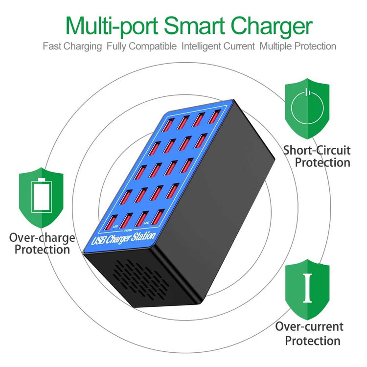 20-PORT 100W MULTIPLE USB CHARGING STATION FOR MULTI DEVICES