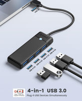 ORICO USB HUB 3.0 4 PORTS PAPW4A-U3-015-BK-EP BLACK COLOR