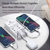 T8+ SMART INTELLIGENCE USB-C 10-PORT CHARGER 72W TOTAL OUTPUT FOR MULTI DEVICES