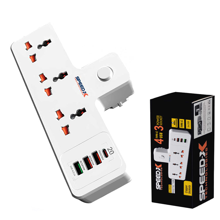 New 304PUC Speed-X Premium Portable Power Strip 3socket+3usb+1TYPE-C Port
