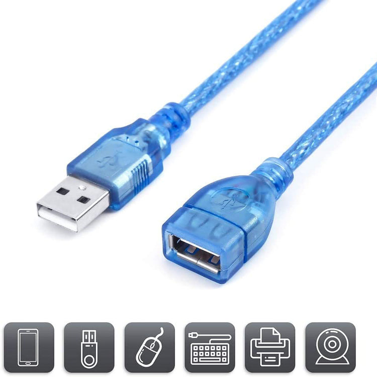 USB EXTENSION MALE TO FEMALE 2.0 CRYSTAL BLUE (IMPORTED CABLE) 1.5M