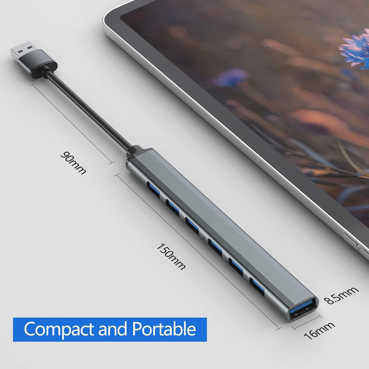 SPEED-X SP-UH307AL 7 PORT USB 3.0 ULTRA SLIM PORTABLE HUB ALUMINUM ALLOY