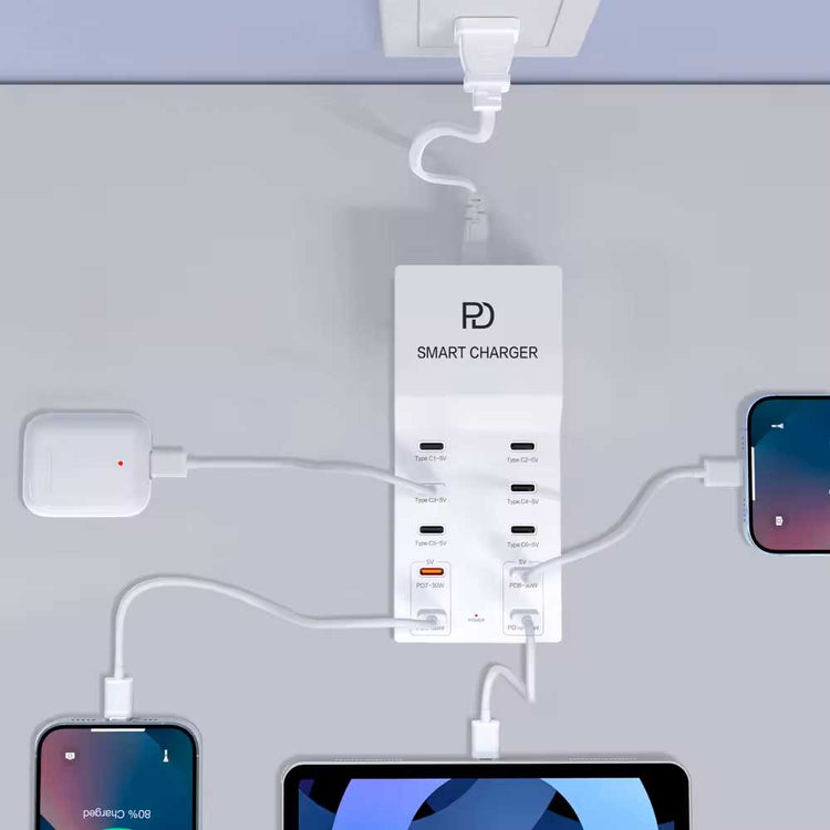 T8+ SMART INTELLIGENCE USB-C 10-PORT CHARGER 72W TOTAL OUTPUT FOR MULTI DEVICES