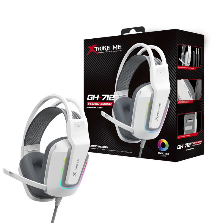 XTRIKE ME GH712 RGB GAMING HEADSET WITH NOISE REDUCTION MICROPHONE WHITE
