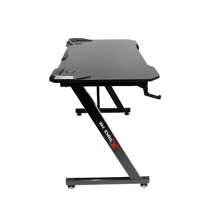 XTRIKE ME DK-02 ERGONOMIC COMPUTER DESK WITH HEADPHONE HOOK AND CUP HOLDER Z-SHAPED LEGS BLACK