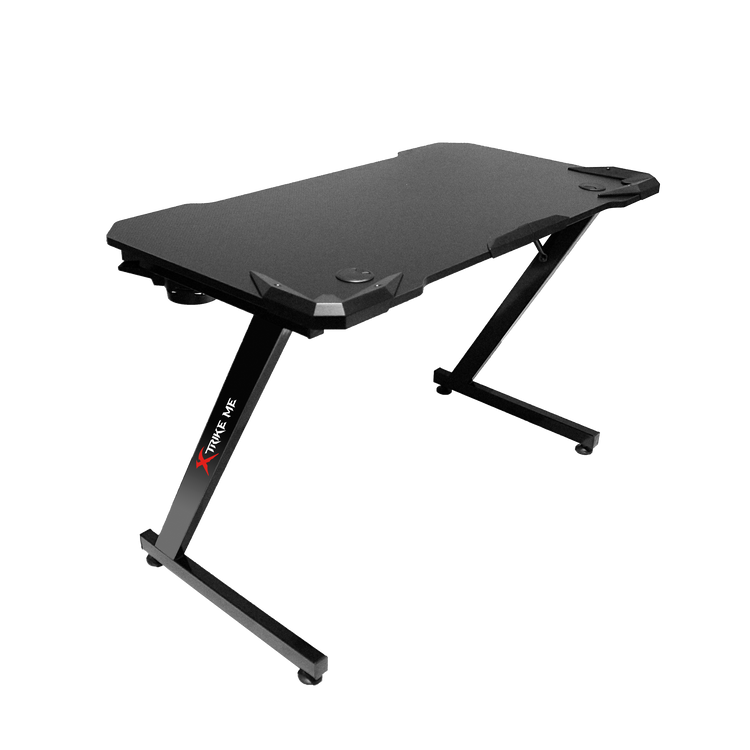 XTRIKE ME DK-02 ERGONOMIC COMPUTER DESK WITH HEADPHONE HOOK AND CUP HOLDER Z-SHAPED LEGS BLACK