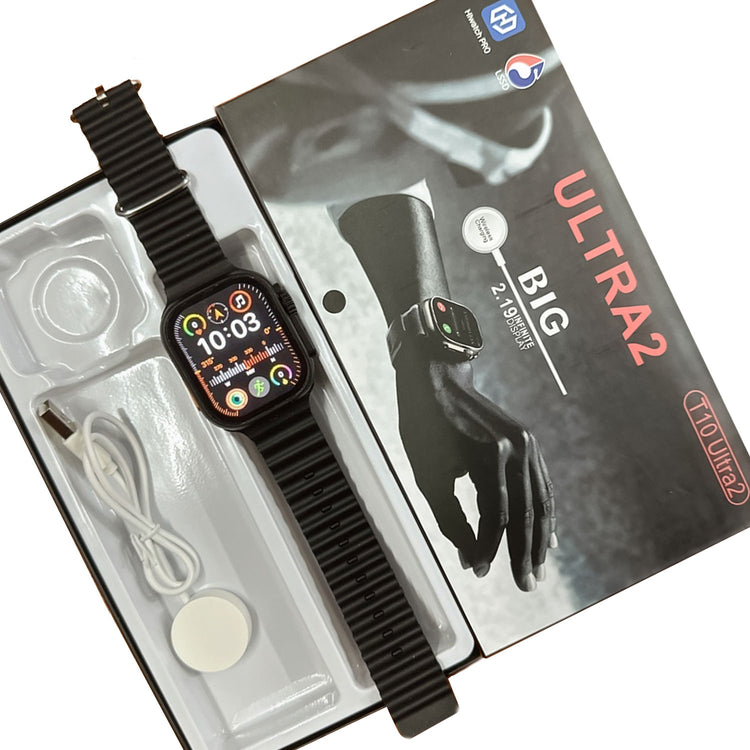 T10 ULTRA 2 SMART WATCHES 2.19 INCH 49MM STRAPS BT CALL WITH HIWATCHPRO APP (BLACK)