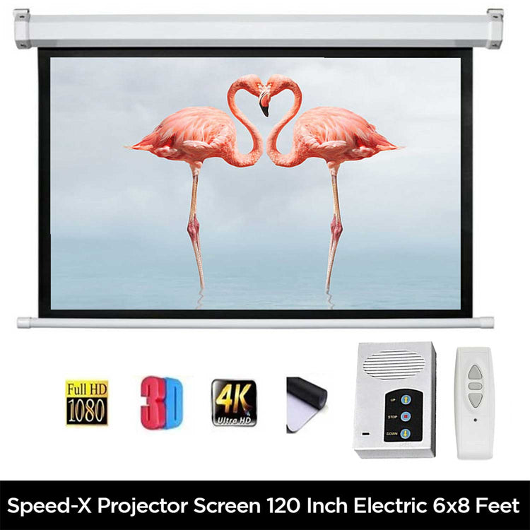Projector Screen 120 inch Electric Motorised 6x8 Feet 4:3MW Speed-X