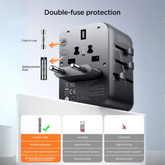 JR-TCW01 17W 4-PORT UNIVERSAL TRAVEL ADAPTER BLACK