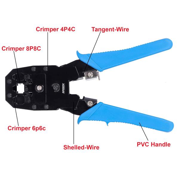 WJ-315 MODULAR NETWORK CRIMPING TOOL RJ45 RJ11 PLUG – Blue Handle
