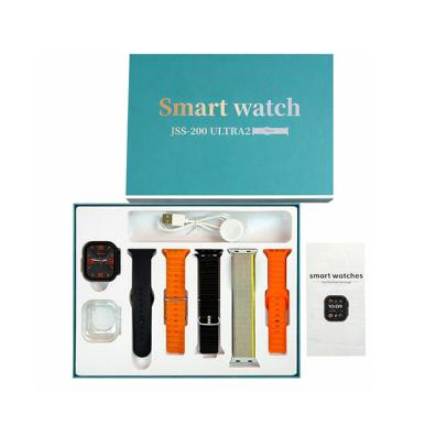JSS-200 ULTRA2 5 STRAPS + 1 SILICONE CASE2.0 INCH BT CALL SMART WATCH WITH MAGNETIC CHARGER HRYFINE APP GOLD