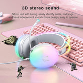 ONIKUMA-X25 PRO RGB HEAD BEAM WITH MIC 3.5MM DURABLE STEREO SURROUND GAMING HEADSET WHITE