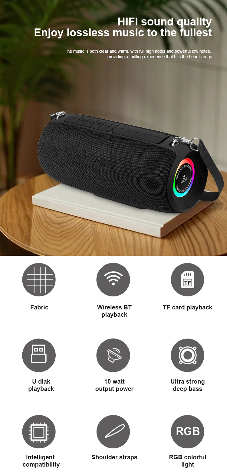 KISONLI Q28 10W BT/FM/USB/TF/TWS/RGB BLUETOOTH SUPER BASS SPEAKER