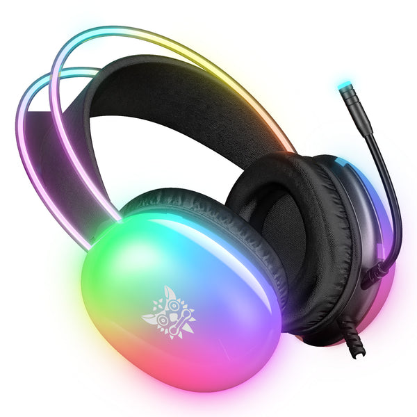 ONIKUMA-X25 PRO RGB HEAD BEAM WITH MIC 3.5MM DURABLE STEREO SURROUND GAMING HEADSET BLACK