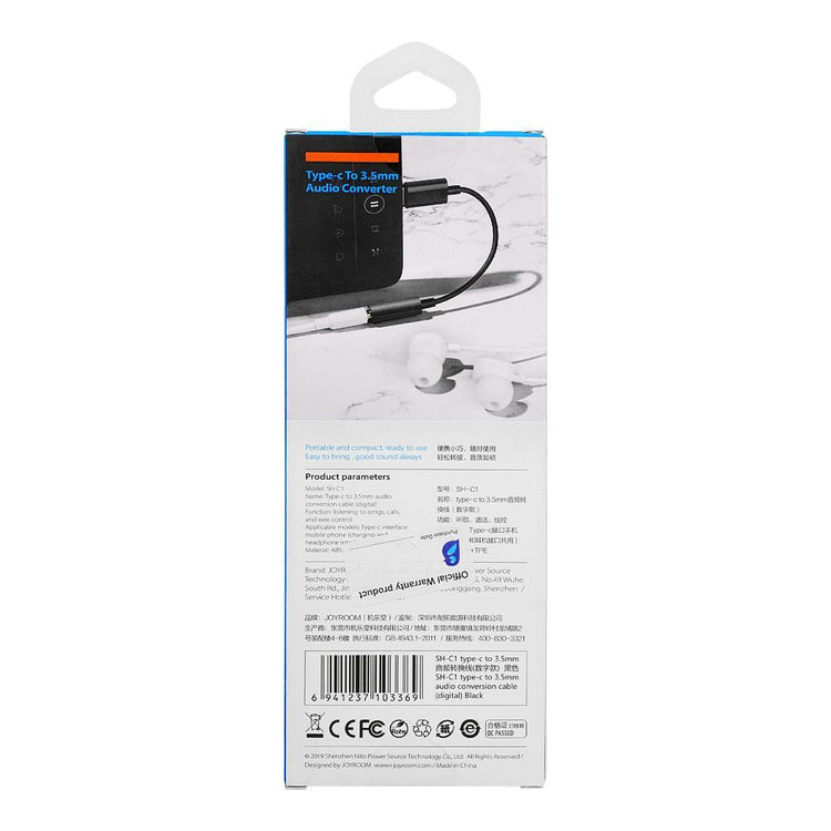 JOYROOM SH-C1 TYPE-C TO 3.5MM AUDIO CONVERSION CABLE DIGITAL BLACK