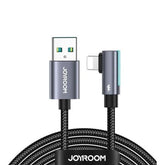 Joyroom S-AL012A17 SmoothGame Series 2.4A USB-A to Lightning Right Angle Fast Charging Data Cable 1.2m-Black
