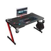 XTRIKE ME DK-02 ERGONOMIC COMPUTER DESK WITH HEADPHONE HOOK AND CUP HOLDER Z-SHAPED LEGS BLACK